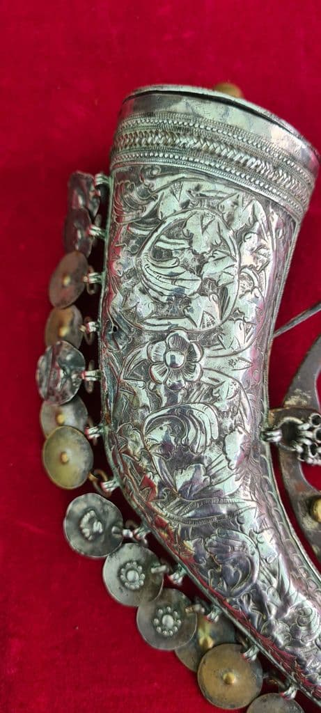 An interesting silver OTTOMAN powder flask or priming flask. Caucasian/Russian,18thC Ref 3632.